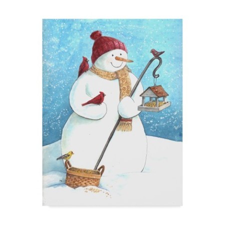 Trademark Fine Art Melinda Hipsher 'Snowman Red Hat' Canvas Art, 18x24 ALI31302-C1824GG